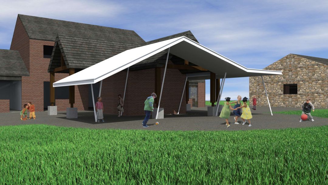 Un préau pour une école - Courrière